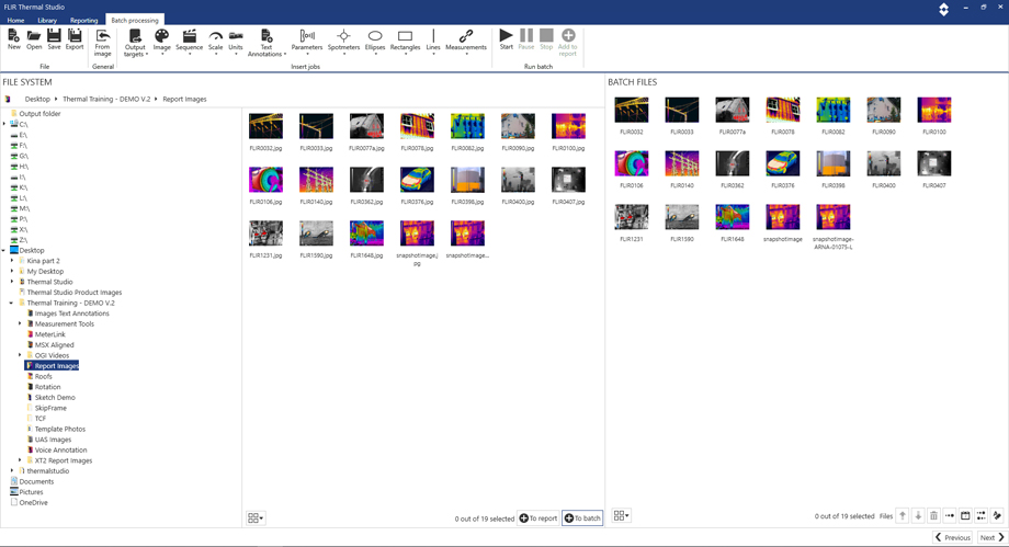 ThermalStudio Batchjob selecting images